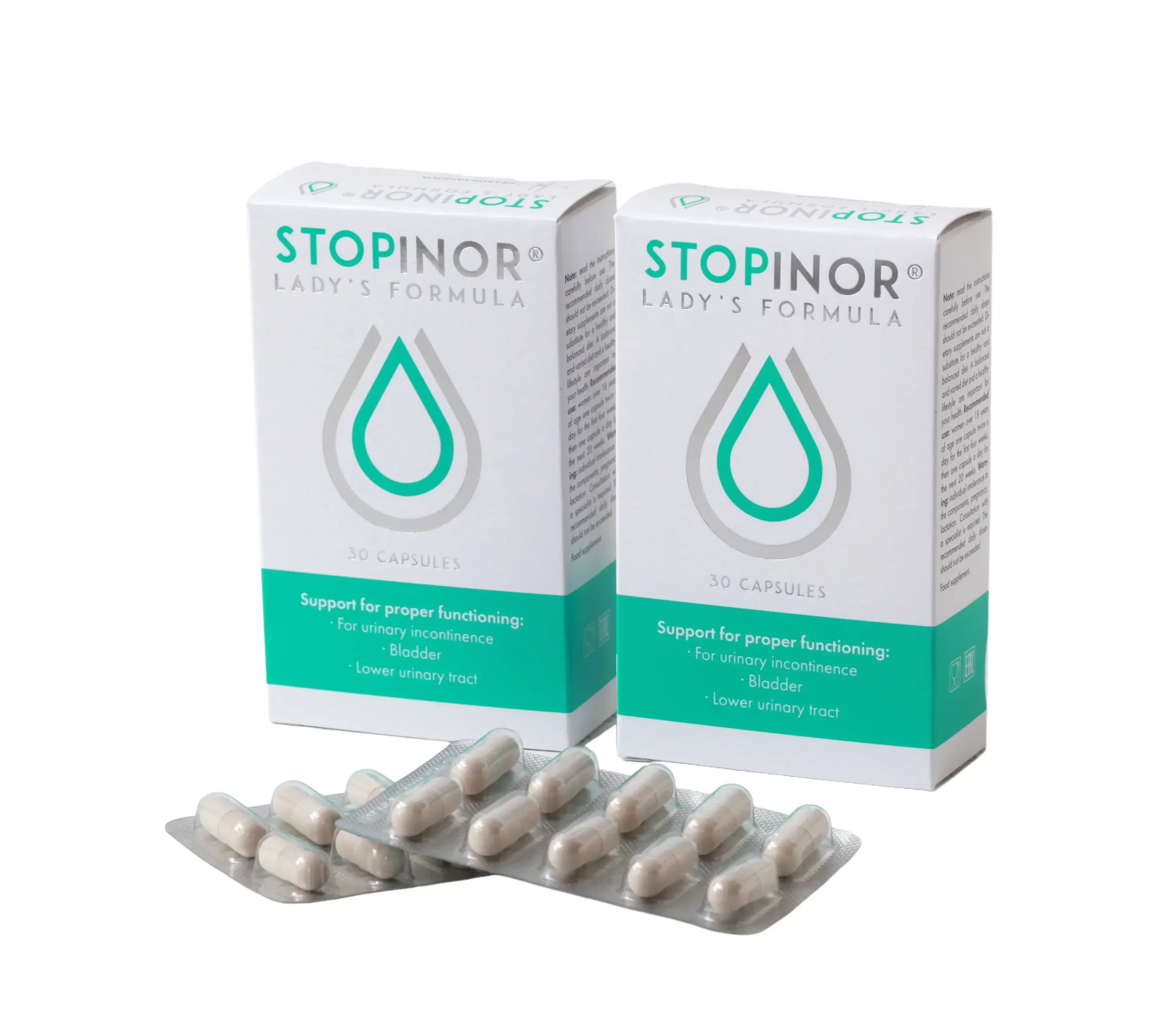 Две упаковки и два блистера с капсулами Стопинор для женщин