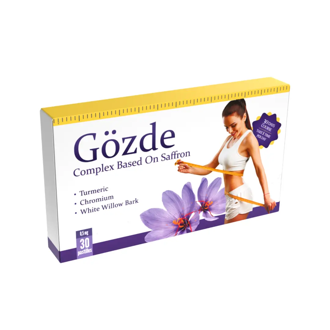 Пастилки для похудения Gözde в фиолетовой упаковке, курс 30 дней, 0.5 мг активных веществ