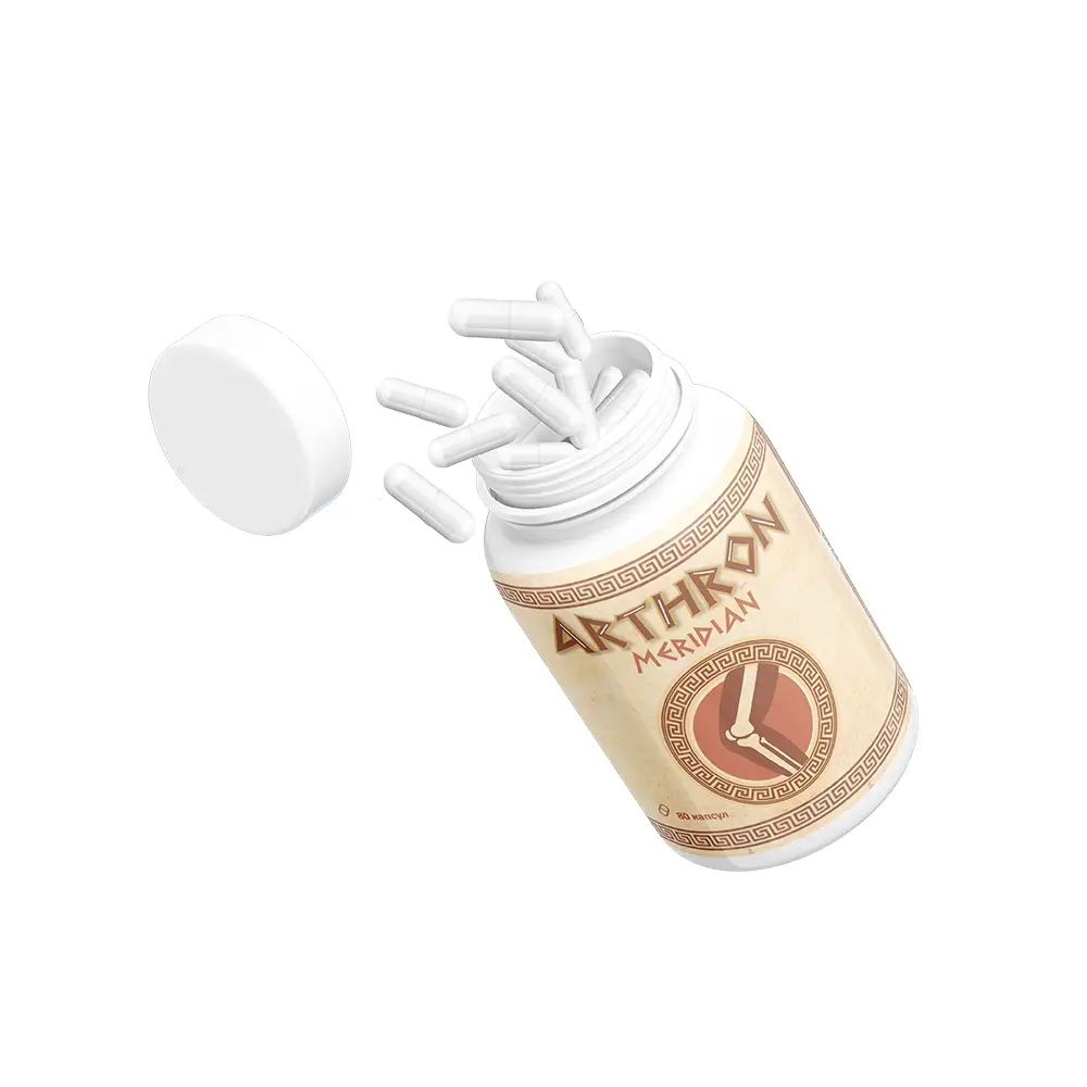 Капсулы Артрон Меридиан вылетают из открытой баночки