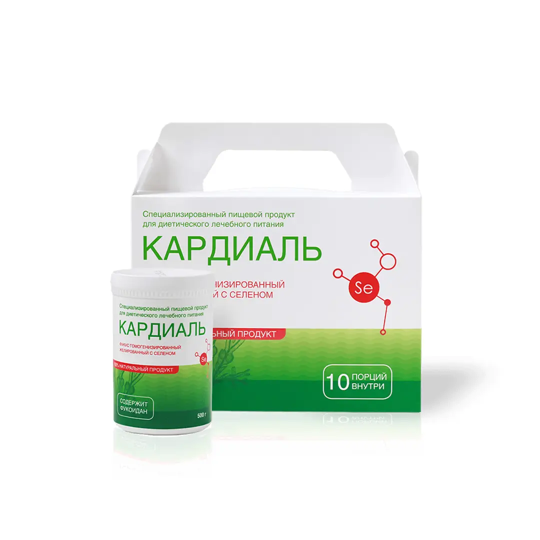 Картонная упаковка и пластиковая баночка с гелем Кардиаль