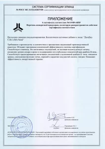 Приложение к сертификату соответствия ДжуДжу Сэйсэ