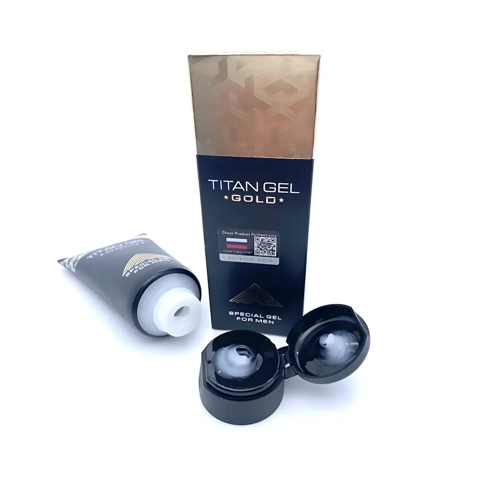 Тюбик, крышка и упаковка Геля Титан Голд
